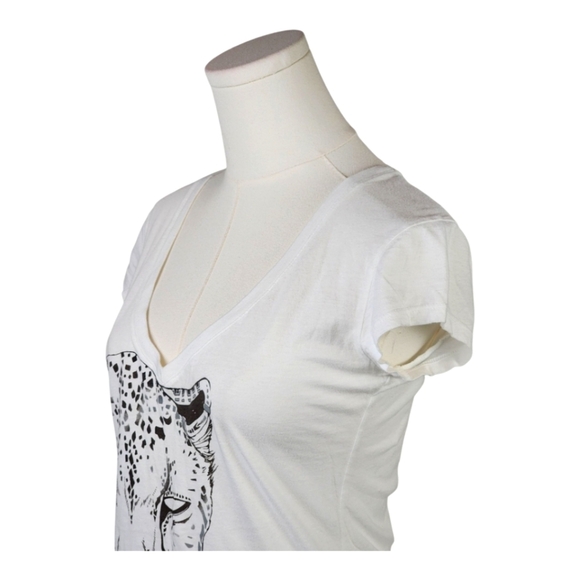 Key Closet White Leopard Rare Premium Graphic Cotton Tee M Animal Print Shirt - Picture 3 of 8